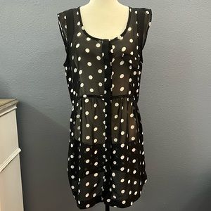 Hurley Polka Dot Tunic Button Down Blouse Sz Lg